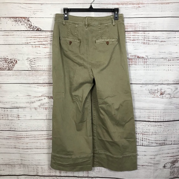 by Anthropologie Chico pants  olive green wide leg cropped size 10 casual pants - Picture 6 of 9